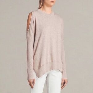 ALLSAINTS Reya Open Shoulder Sweater Blush Pink Size Small